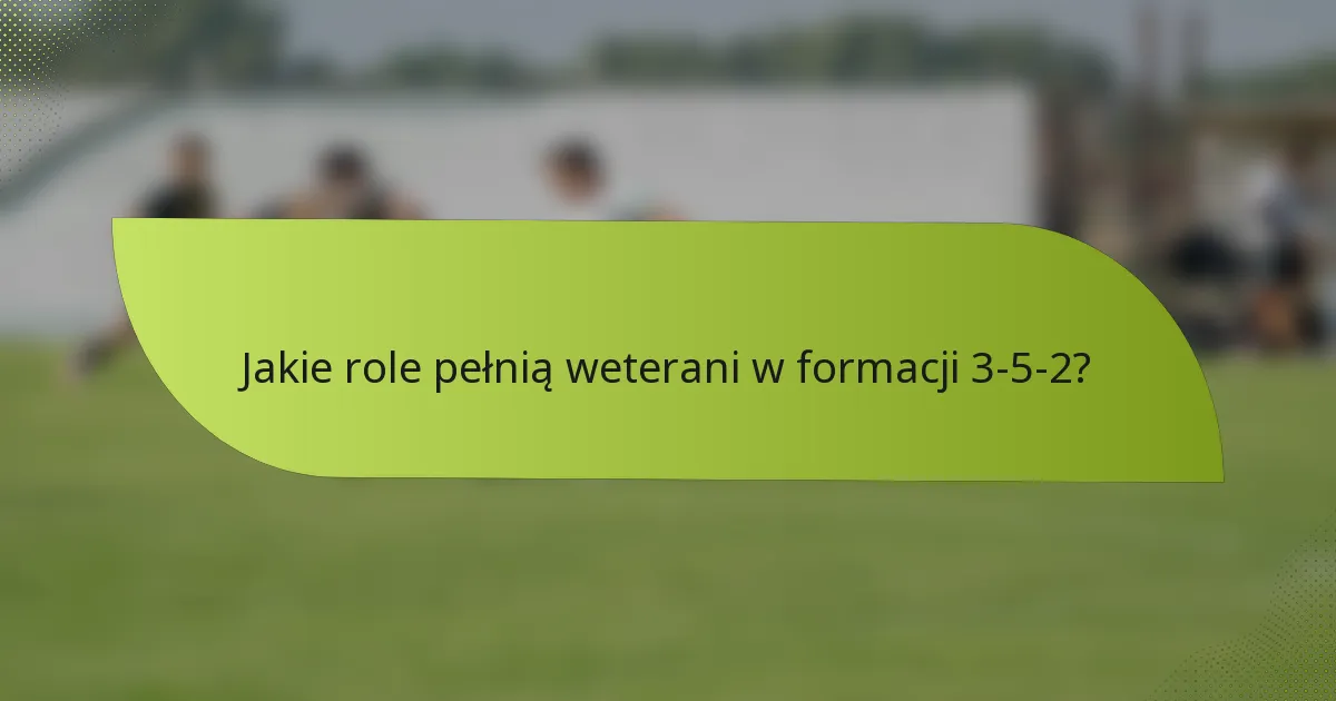 Jakie role pełnią weterani w formacji 3-5-2?